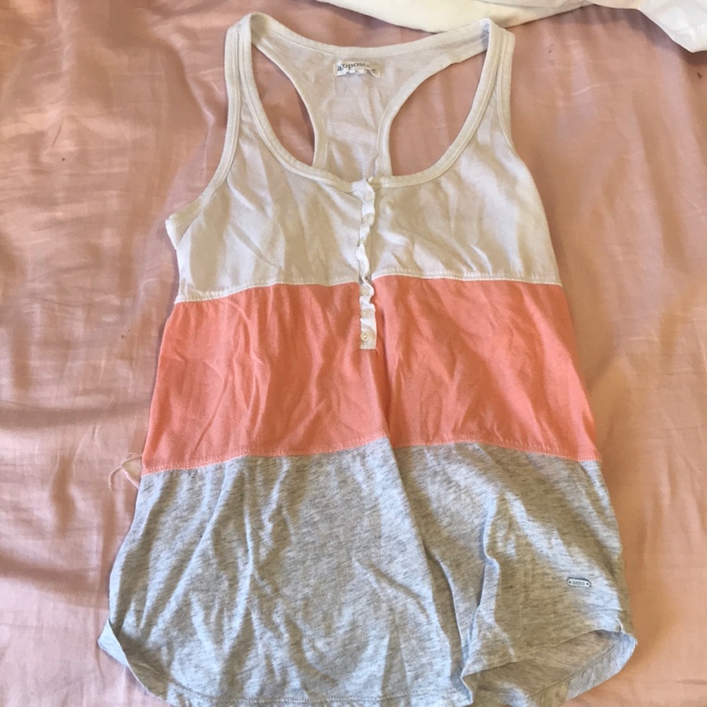 White, orange, and grey tank top